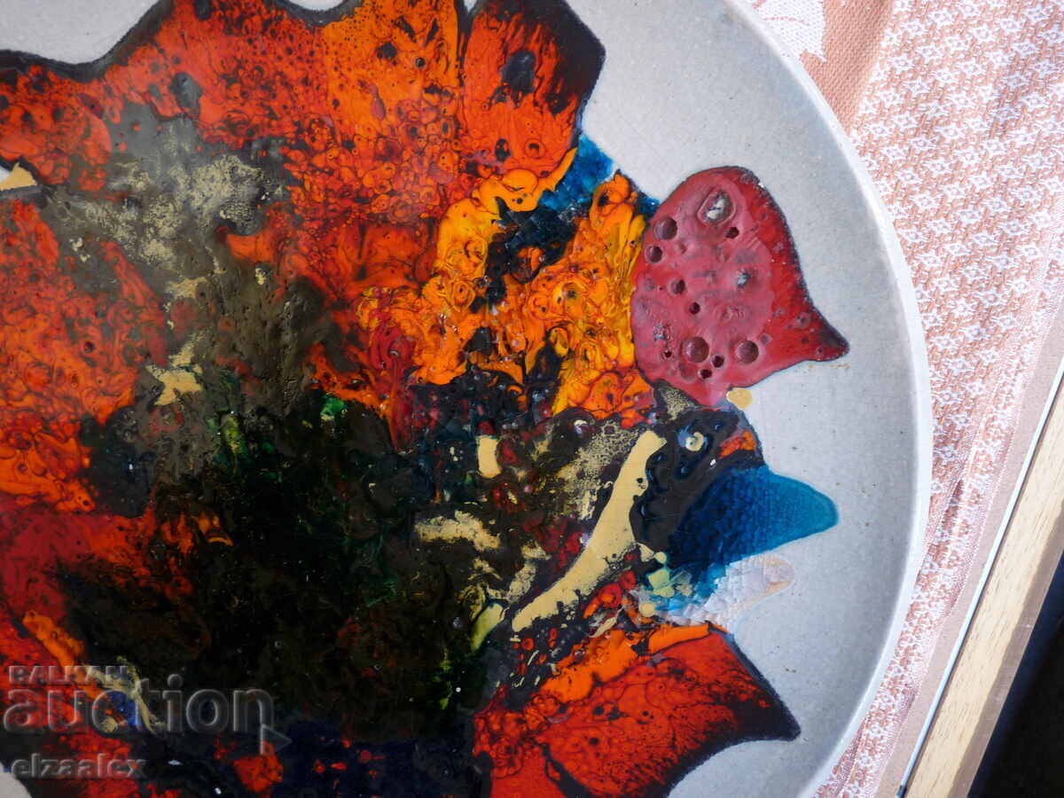 Μεγάλο, στιβαρό, ζωγραφισμένο πιάτο 42 εκ. 1989 - 6