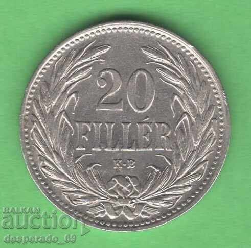 (¯`'•.¸ 20 filera 1908 UNGARIA ¸.•'´¯)