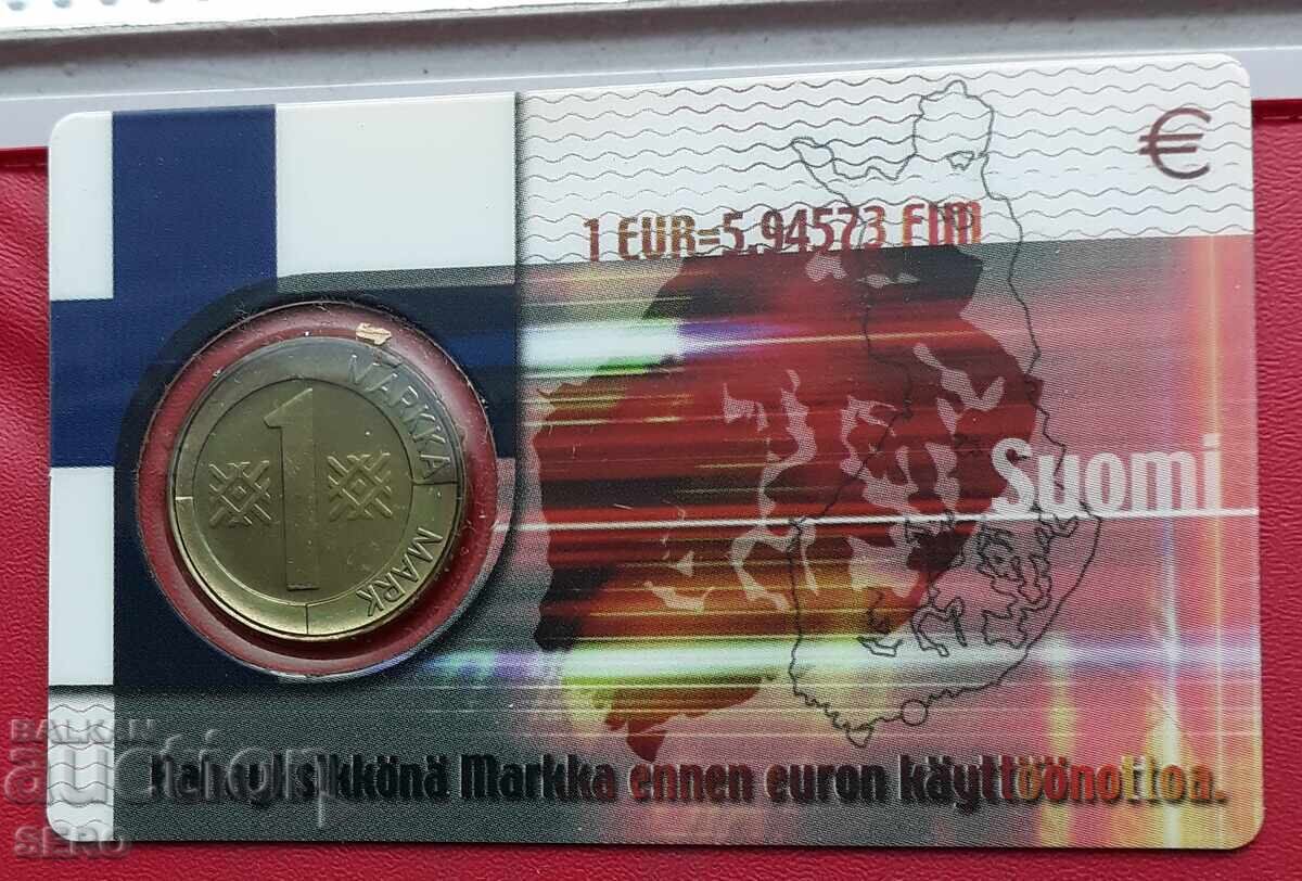 Φινλανδία - νομισματική κάρτα με 1 μάρκο 1993 Φινλανδία - νομισματική κάρτα με 1 μάρκο 1993