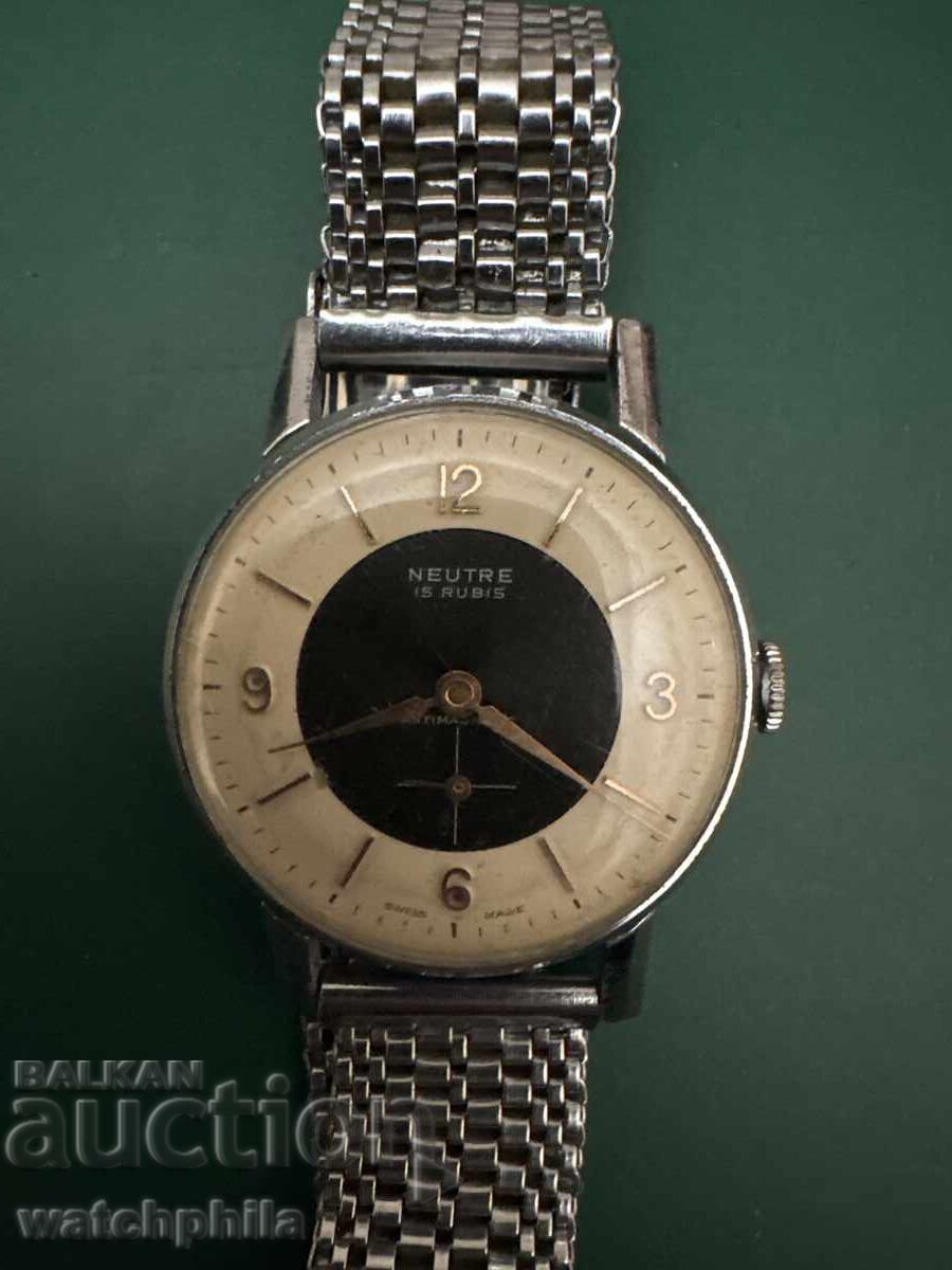 Neutre 15 jewels швейцарски механичен мъжки часовник. Работи с цена 0.01 лв. | € 0.01 Neutre 15 jewels швейцарски механичен мъжки часовник. Работи с цена 0.01 лв. | € 0.01