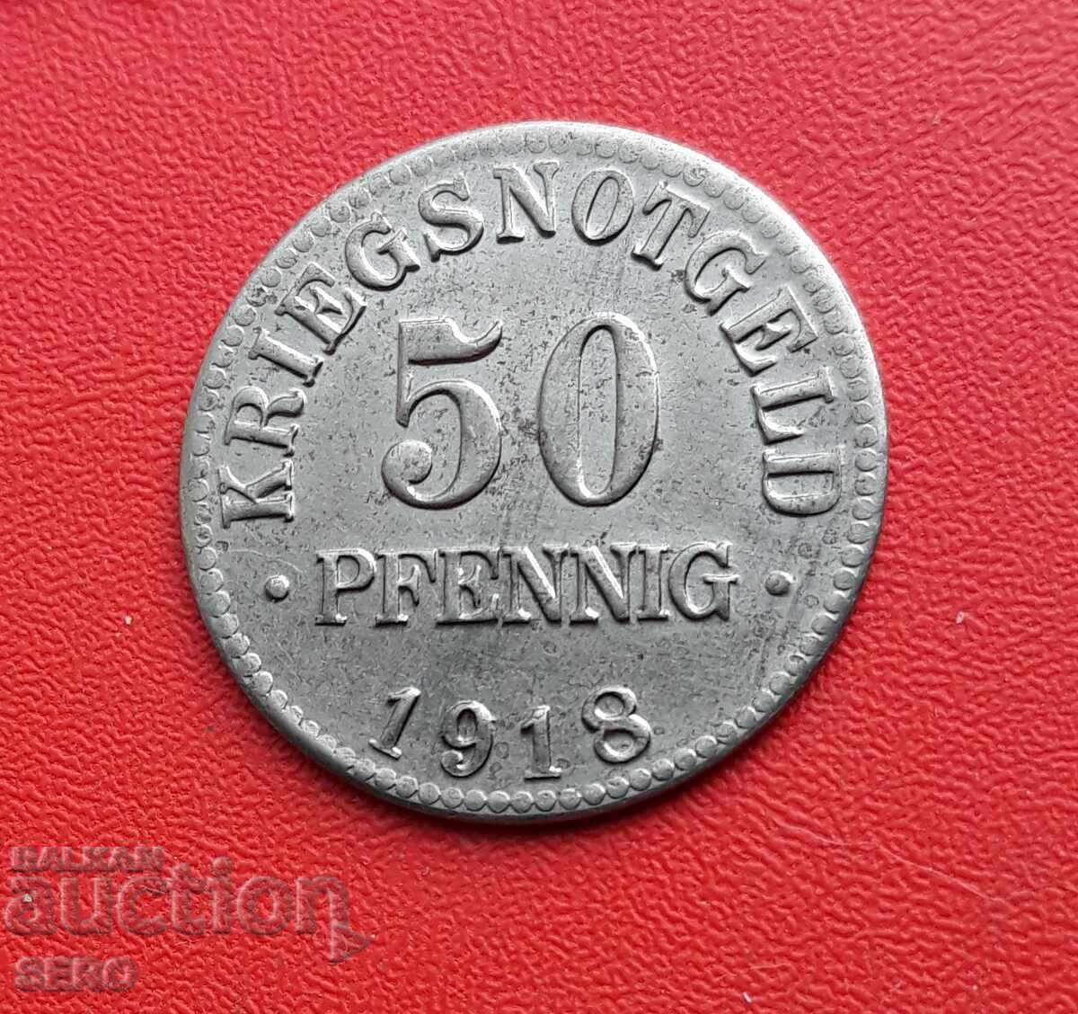 Германия-Брауншвийг-50 пфенига 1918-отл.запазена Германия-Брауншвийг-50 пфенига 1918-отл.запазена