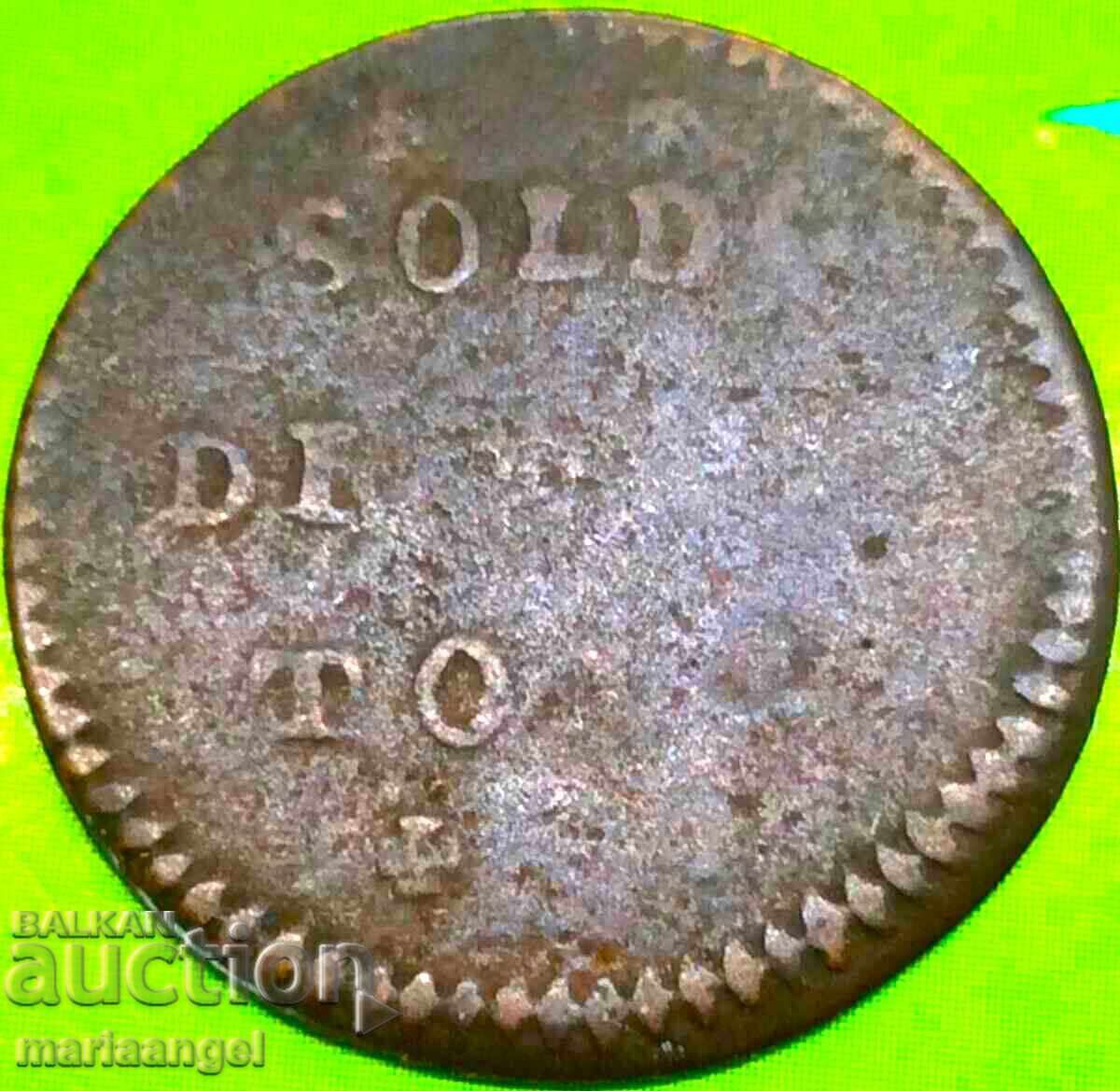 Livrarea 1 soldo 1736 Italia Mantova