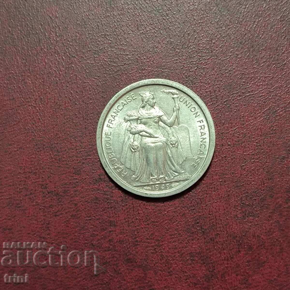 Френска Полинезия 2 франка 1949 г.