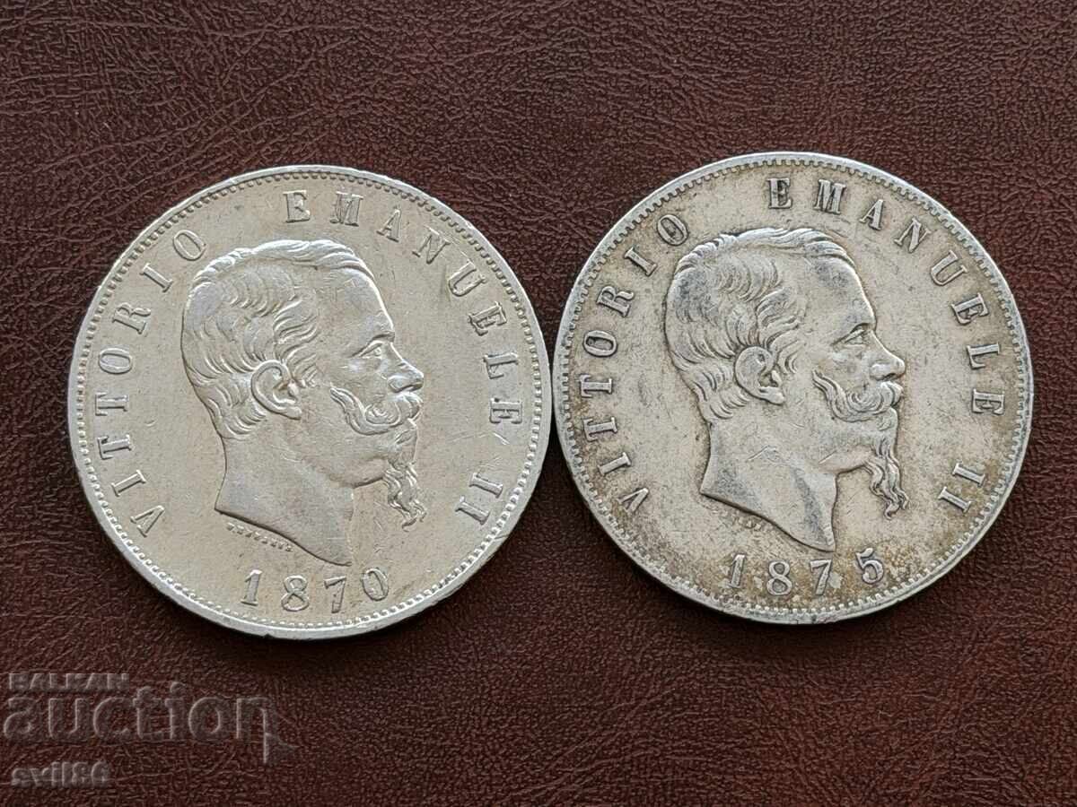 5 lire 1870-75 g cu preț 220.00 BGN | € 112.48 5 lire 1870-75 g cu preț 220.00 BGN | € 112.48