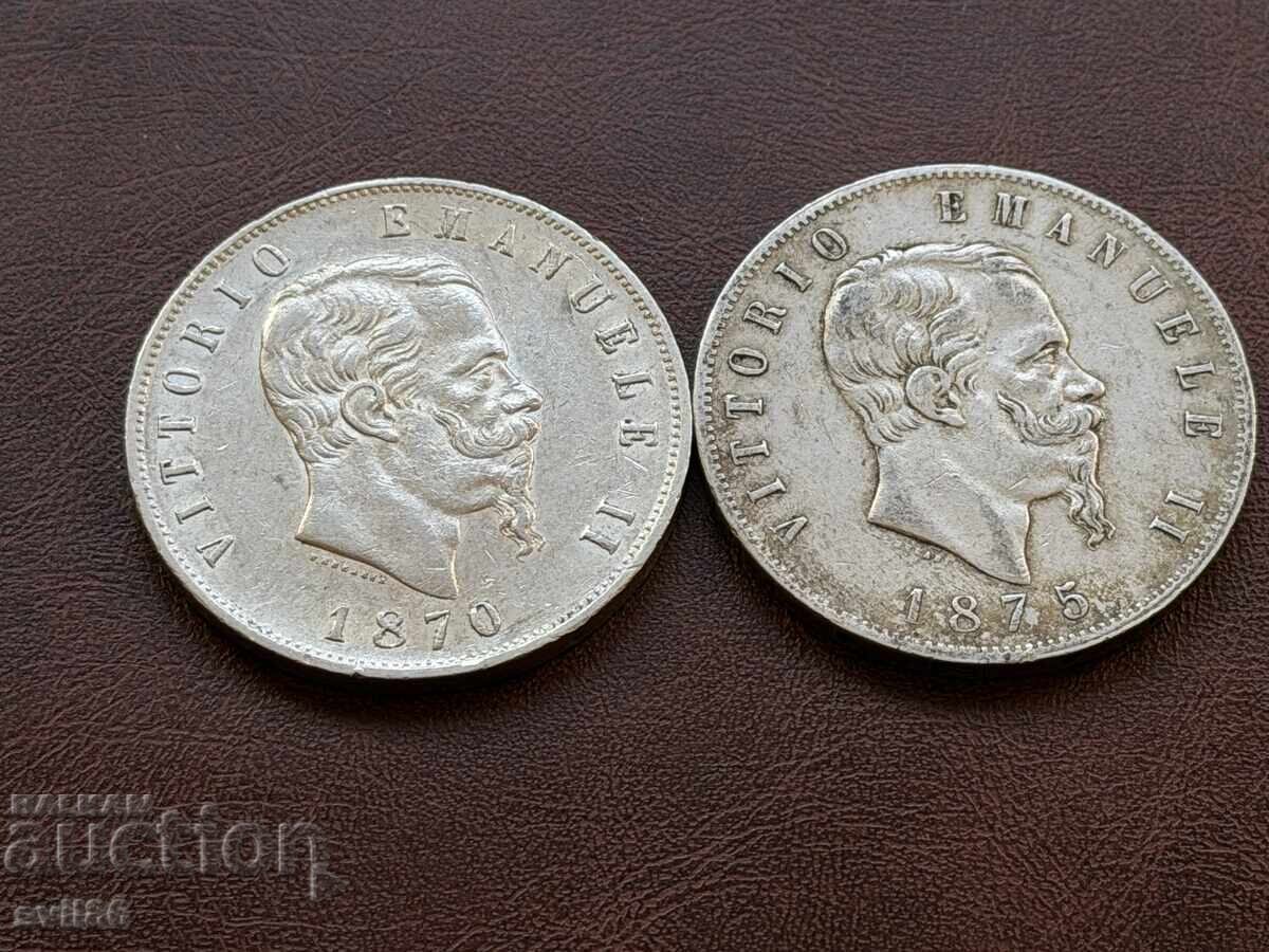 Licitație 5 lire 1870-75 g Licitație 5 lire 1870-75 g