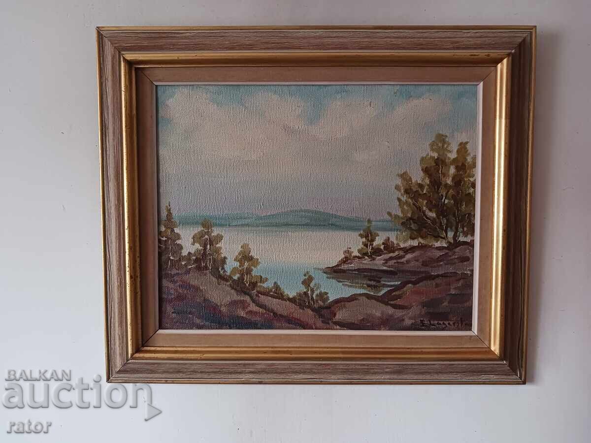 Παλαιό αυθεντικό έργο ζωγραφικής, τοπίο - καμβάς, υπογεγραμμένο με τιμή € 21.00 | 41.07 BGN Παλαιό αυθεντικό έργο ζωγραφικής, τοπίο - καμβάς, υπογεγραμμένο με τιμή € 21.00 | 41.07 BGN