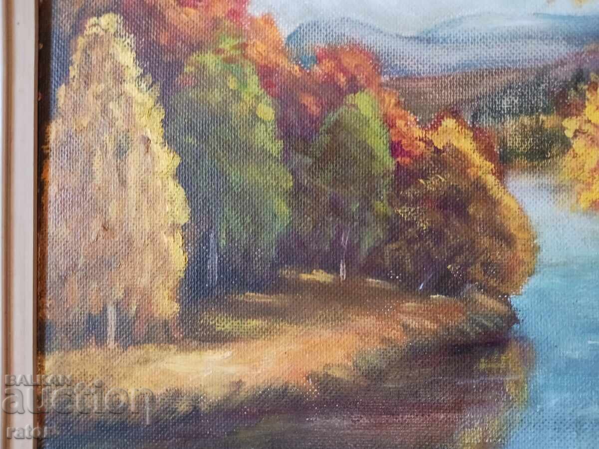 Παλιός, μεγάλος, αυθεντικός πίνακας - τοπίο, υπογεγραμμένος - 5