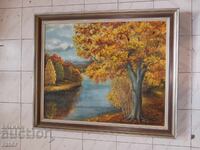 Old large original painting - landscape, signed