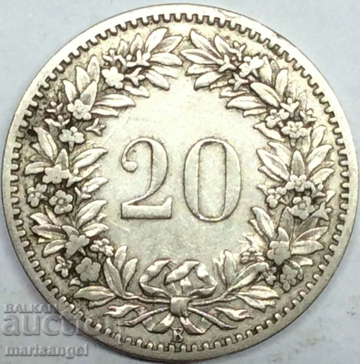 20 рапен 1887 Швейцария кантон Берн - рядка година с цена € 7.16 | 14.00 лв.