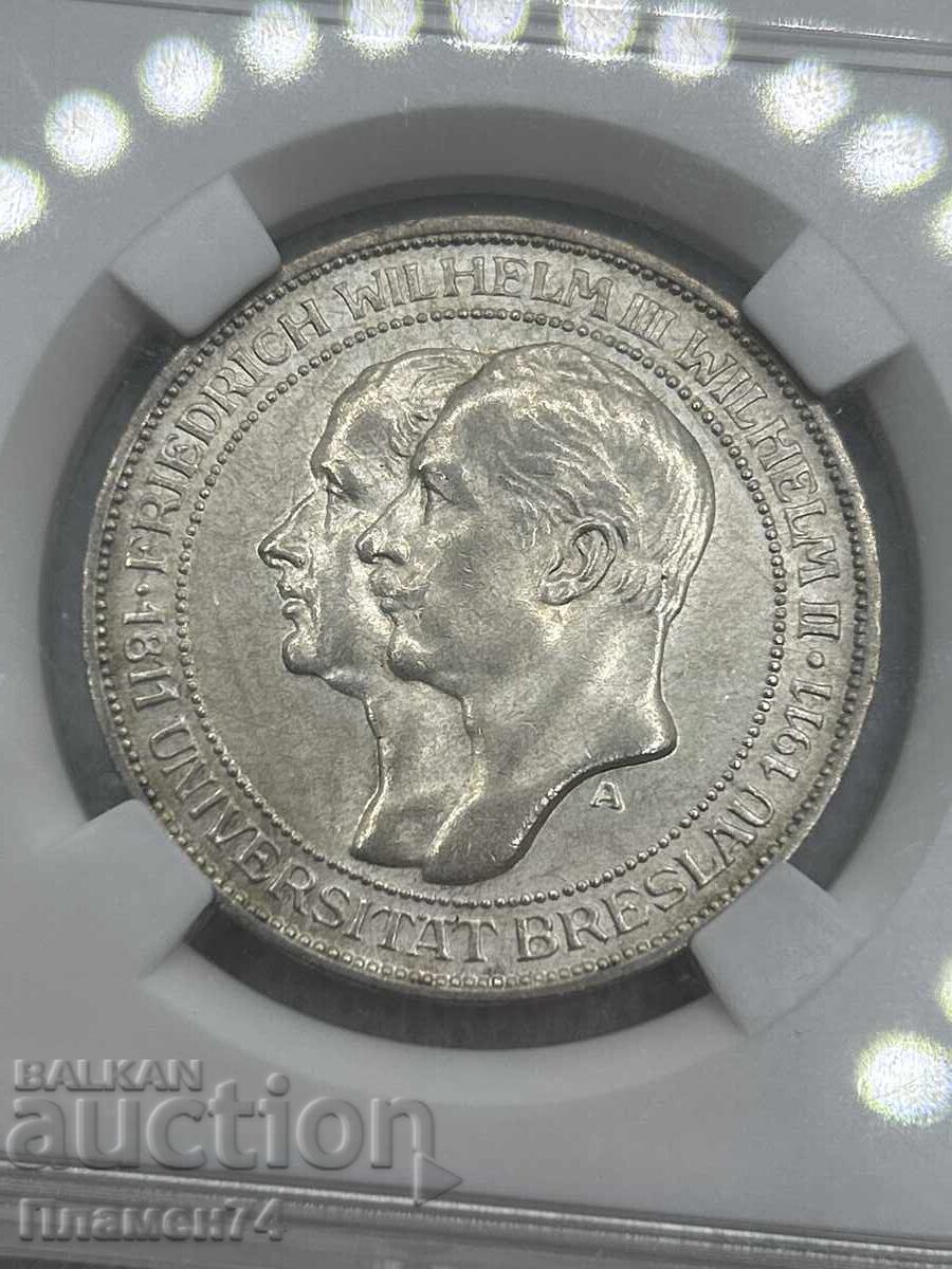 3 марки 1911 MS63 Германска империя Прусия с цена € 327.23 | 640.01 лв.