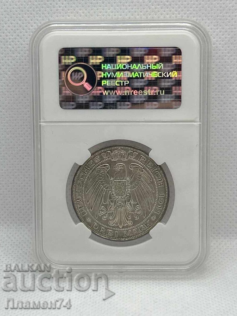 Доставка на 3 марки 1911 MS63 Германска империя Прусия