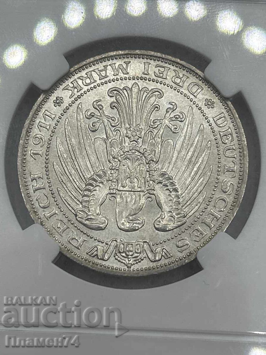 3 mărci 1911 MS63 Imperiul German Prusia - 6