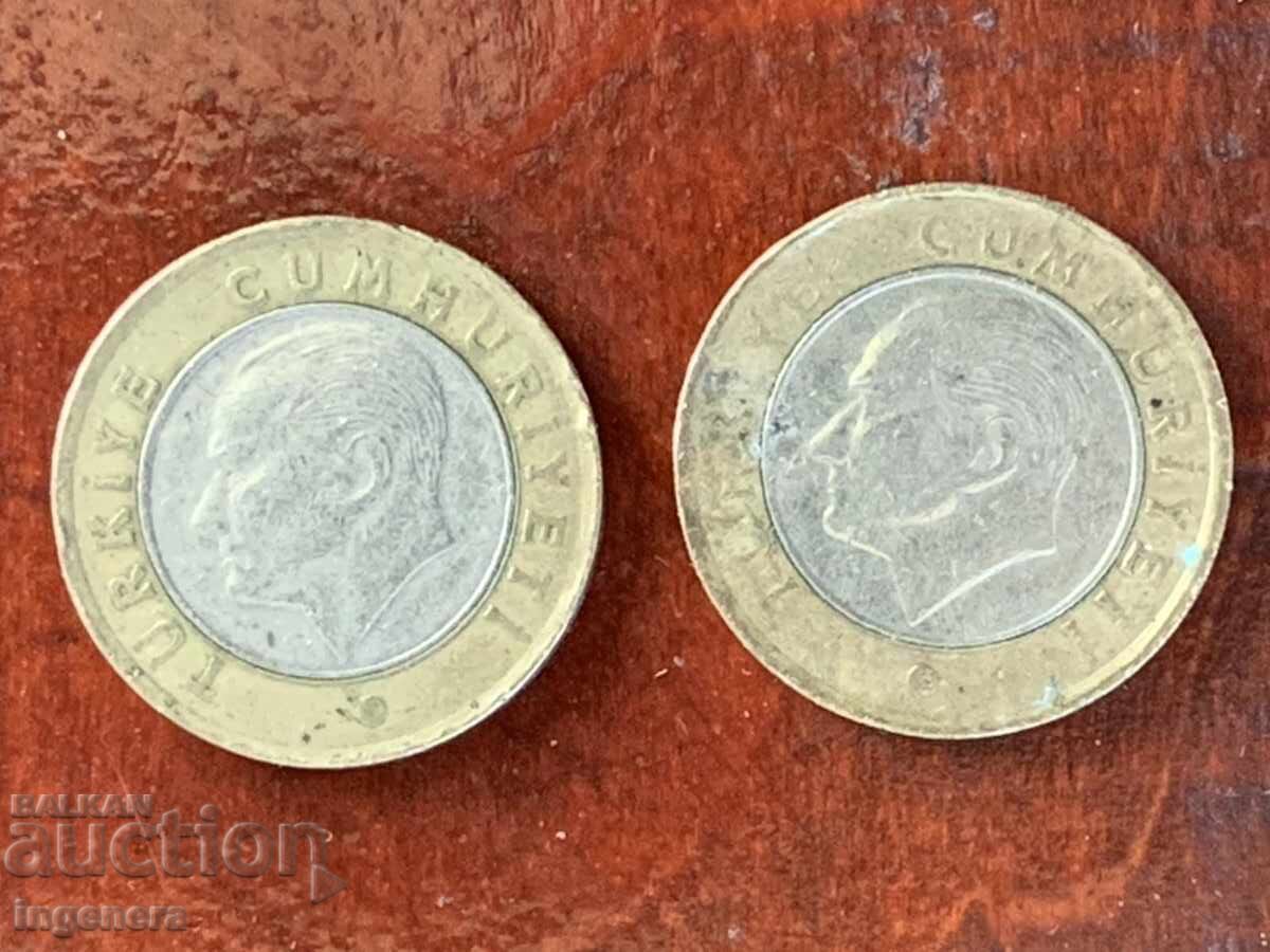 МОНЕТА МОНЕТИ ТУРЦИЯ 2009 ГОДИНА 1 ЛИРА - 2БР. с цена € 2.05 | 4.01 лв.