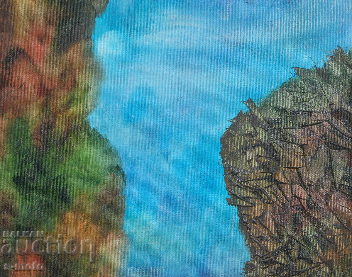 Licitație Tablou ulei pe pânză peisaj abstract Licitație Tablou ulei pe pânză peisaj abstract