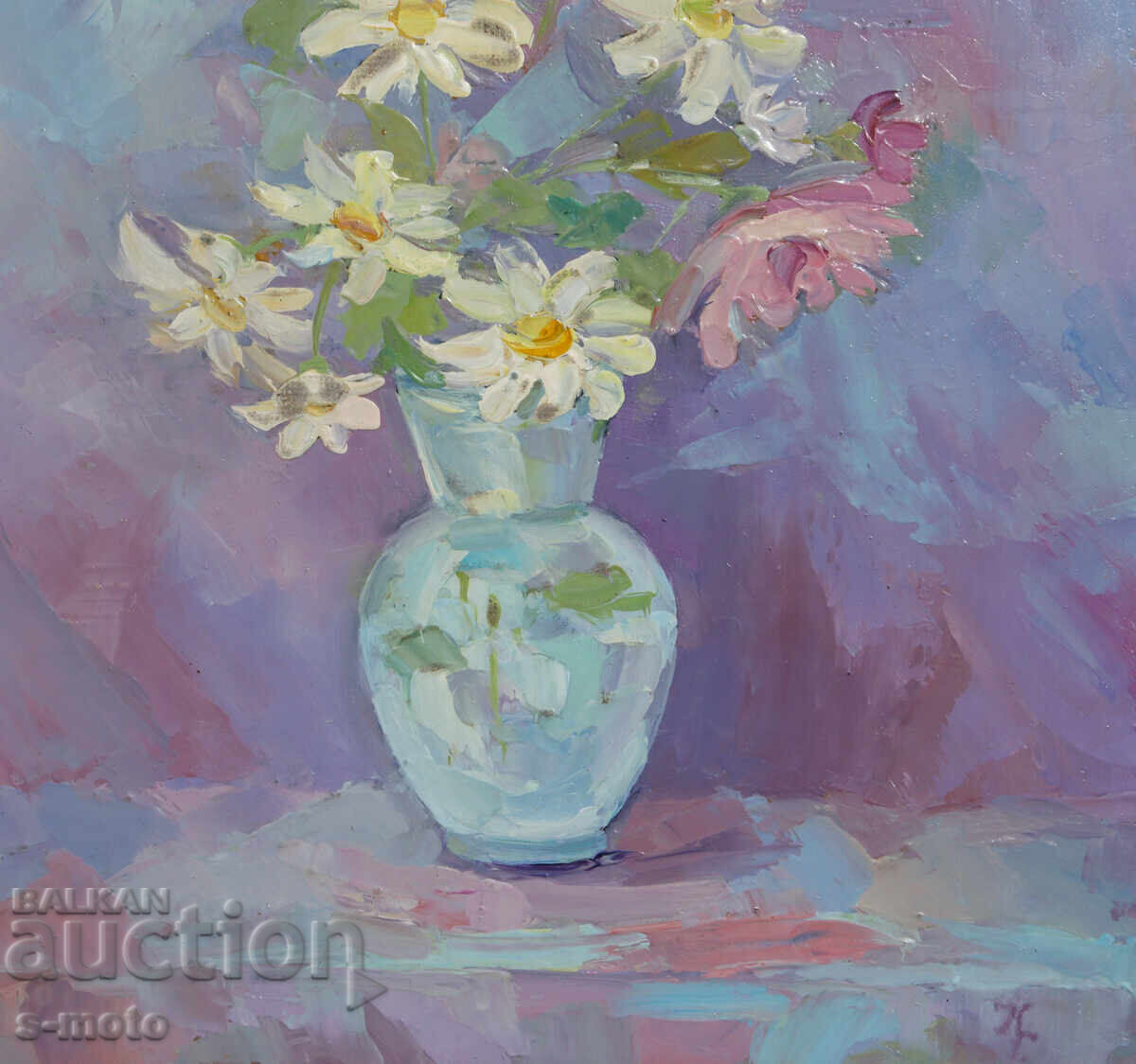 Έργο ζωγραφικής με λάδι νεκρή φύση με λουλούδια - 5 Έργο ζωγραφικής με λάδι νεκρή φύση με λουλούδια - 5