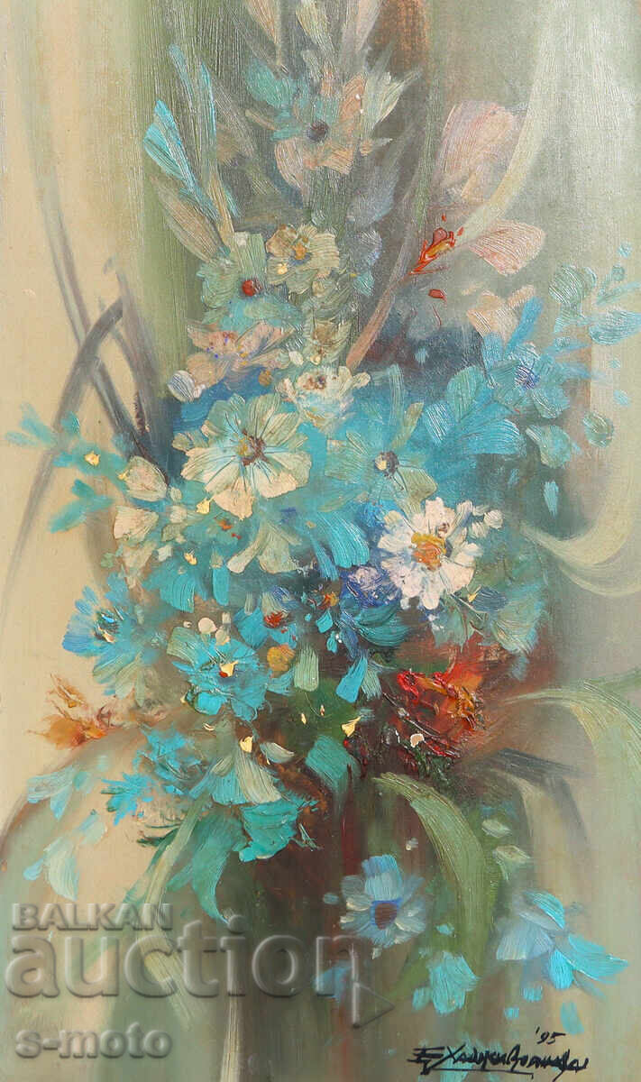 Аукцион Картина маслени бои натюрморт с цветя Аукцион Картина маслени бои натюрморт с цветя