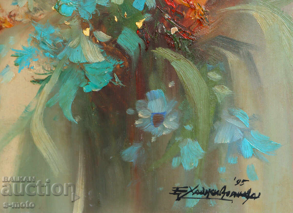 Έργο ζωγραφικής με λάδι νεκρή φύση με λουλούδια - 7 Έργο ζωγραφικής με λάδι νεκρή φύση με λουλούδια - 7