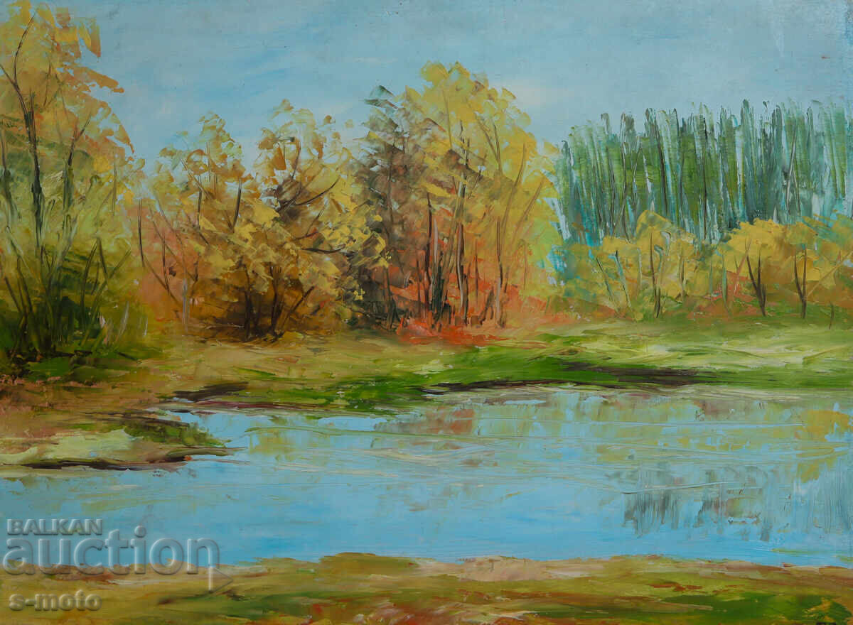 Έργο ζωγραφικής με λάδι, δασικό τοπίο Έργο ζωγραφικής με λάδι, δασικό τοπίο