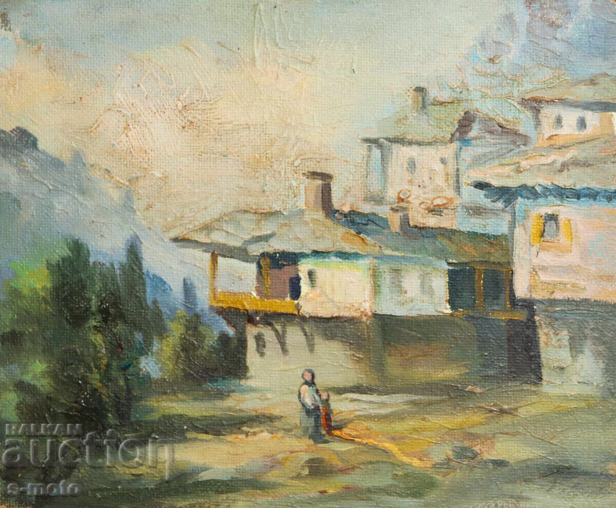 Έργο ζωγραφικής με λάδι, αγροτικό τοπίο