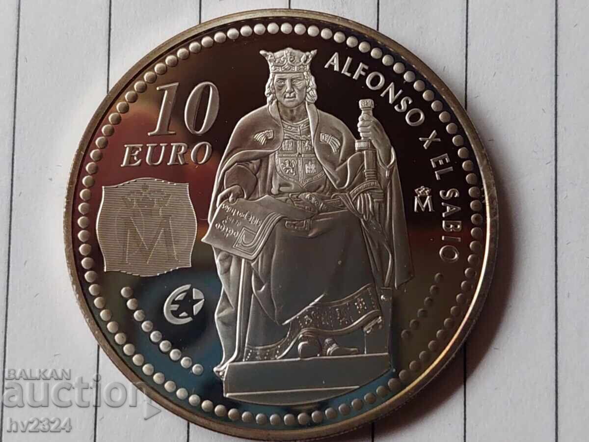 Испания: 10 евро прууф, 2008 Алфонсо X