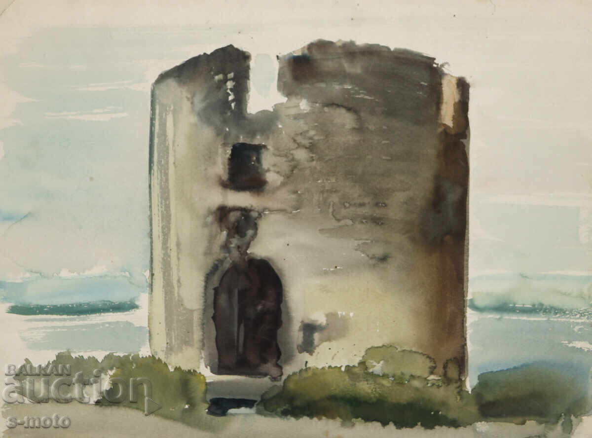 Картина акварел абстрактен пейзаж