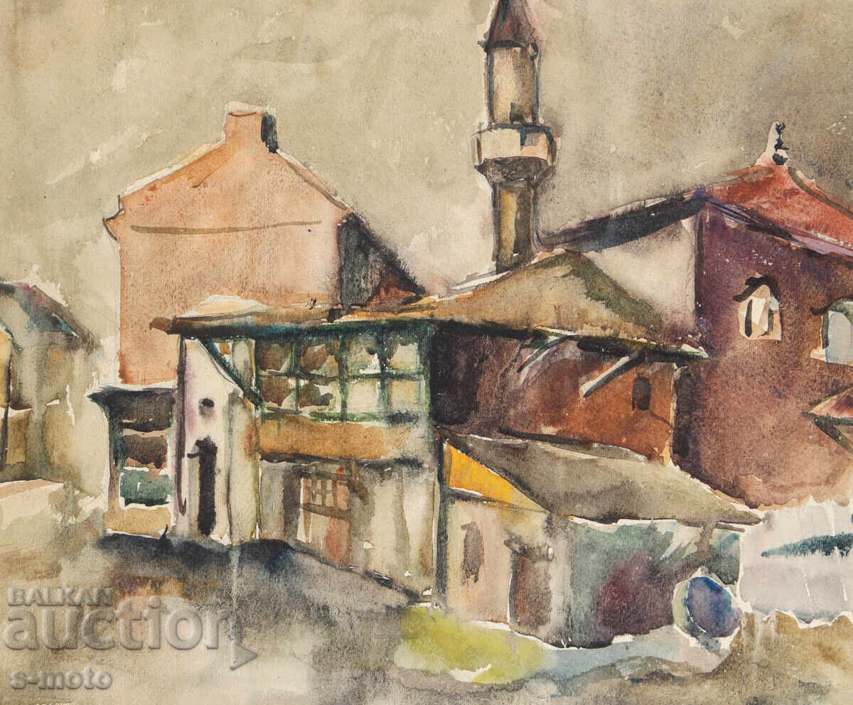 Peisaj urban vechi cu acuarelă - 5 Peisaj urban vechi cu acuarelă - 5