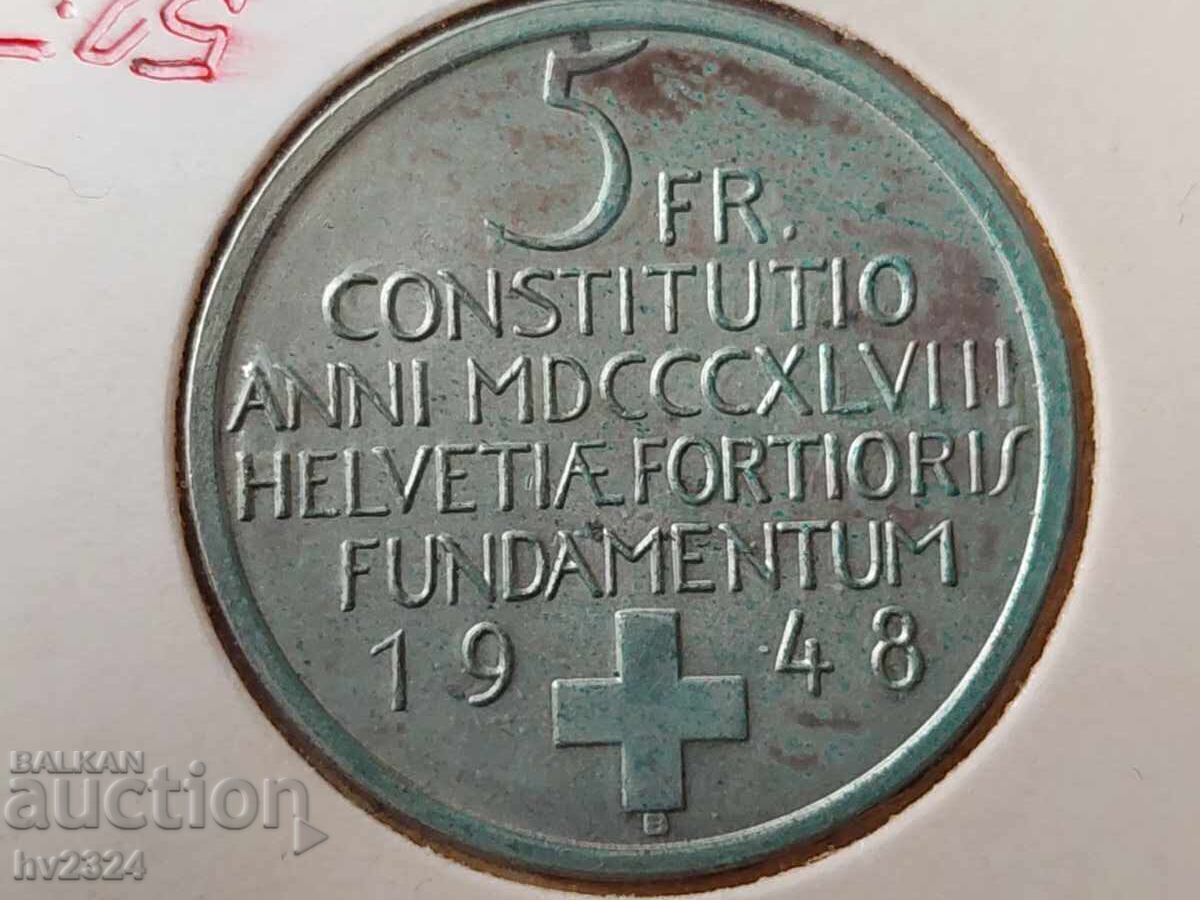 5 Franci 1948 - Constituția, Elveția cu preț € 50.00 | 97.79 BGN