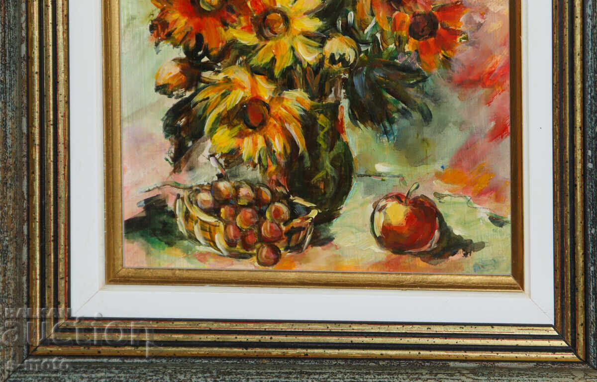 Έργο ζωγραφικής με λάδι νεκρή φύση με λουλούδια - 5