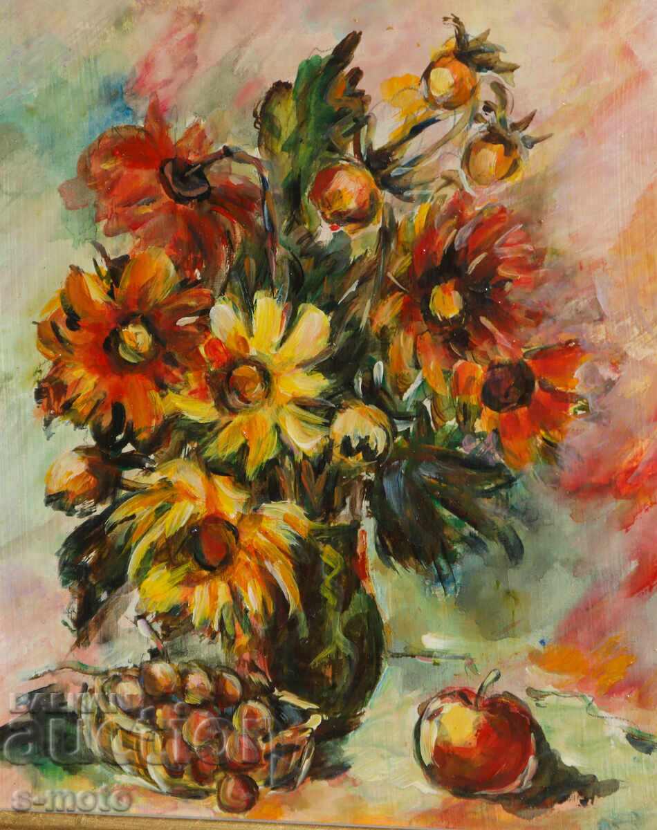 Έργο ζωγραφικής με λάδι νεκρή φύση με λουλούδια - 6