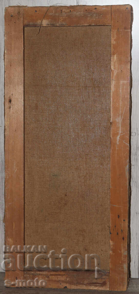 Старинна картина маслени бои пейзаж езеро - 7