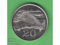 (¯`'•.¸ 20 cenți 1989 ZIMBABWE aUNC ¸.•'´¯)