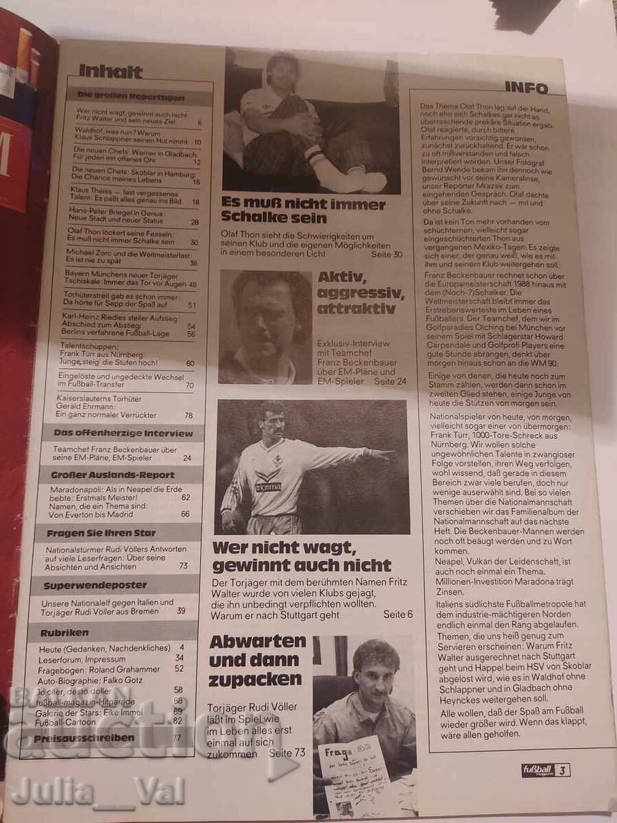 Fotbal - Revistă - Anul 1987 - Germania cu preț € 0.31 | 0.61 BGN Fotbal - Revistă - Anul 1987 - Germania cu preț € 0.31 | 0.61 BGN