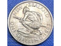 1 Σελίνι 1963 Νέα Ζηλανδία Βασίλισσα Ελισάβετ II αρκετά σπάνιο