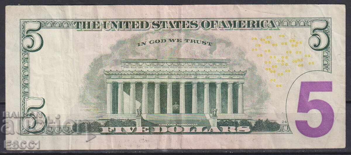 5 Dollar 2017 US Banknote with price € 7.16 | 14.00 BGN