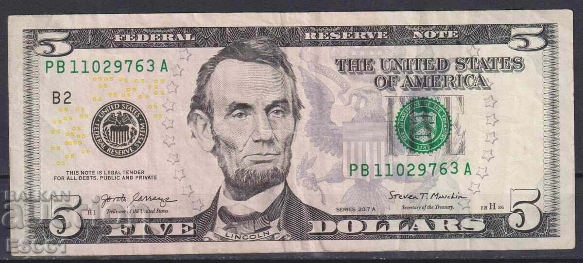 5 Dollar 2017 US Banknote