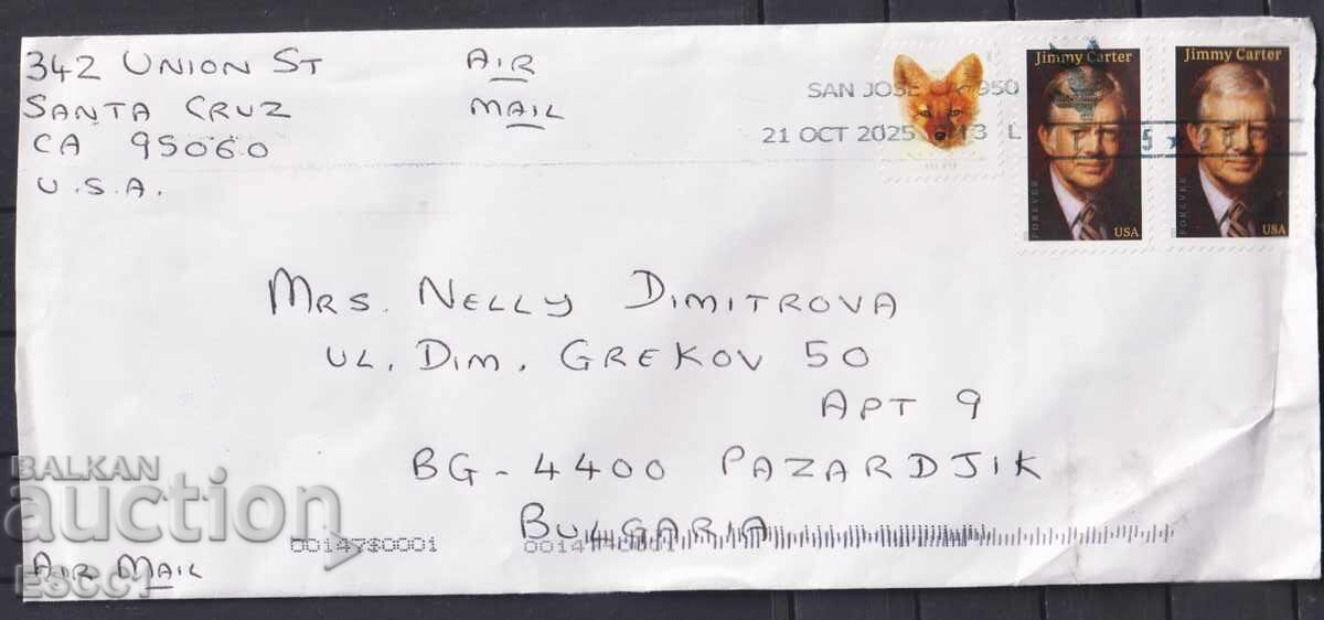 Пътувал плик с марки Джими Картър 2025 Лисица 2023 от САЩ Пътувал плик с марки Джими Картър 2025 Лисица 2023 от САЩ