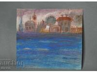 Стара Майсторска рисунка картина акварел пейзаж