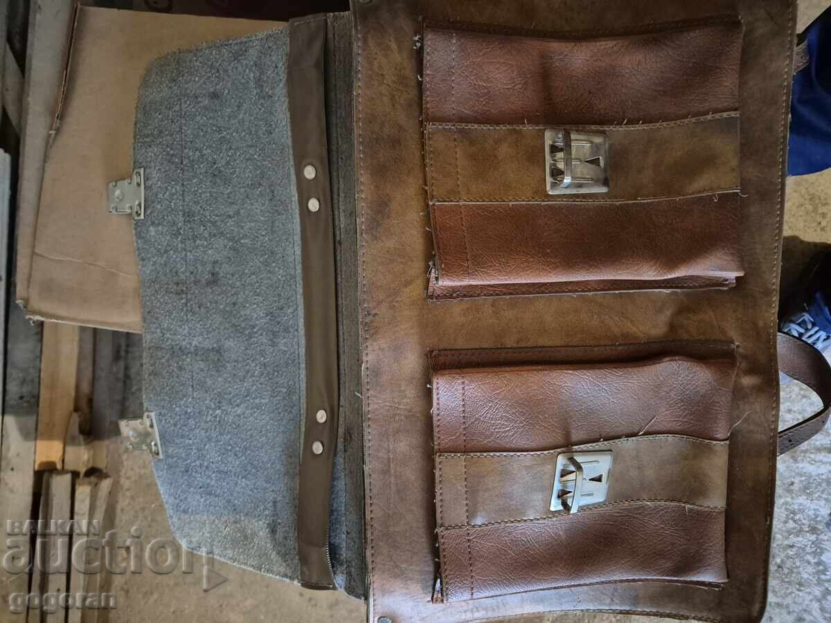 Παλιά δερμάτινη σχολική τσάντα - 5