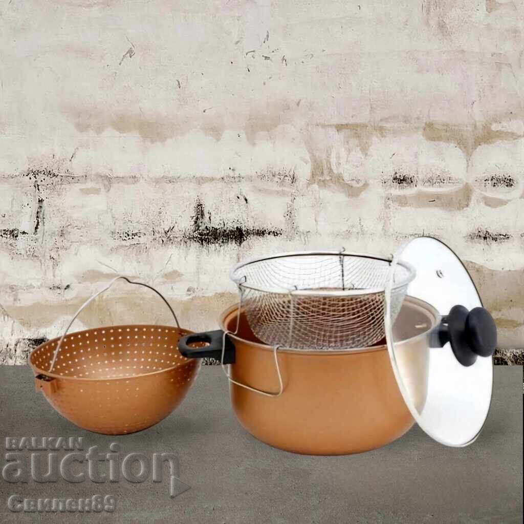 Livrarea Oală cu strecurătoare și coș de prăjit Voltz, 24*12.5cm., Me