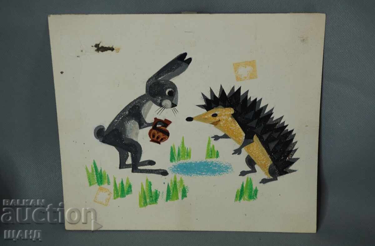 Стара Майсторска Рисунка картина проект плакат Зайо Байо