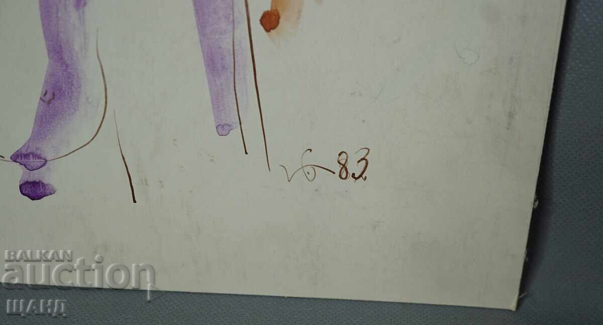 1983 Авторска  рисунка картина лица подписана с цена € 9.20 | 17.99 лв.