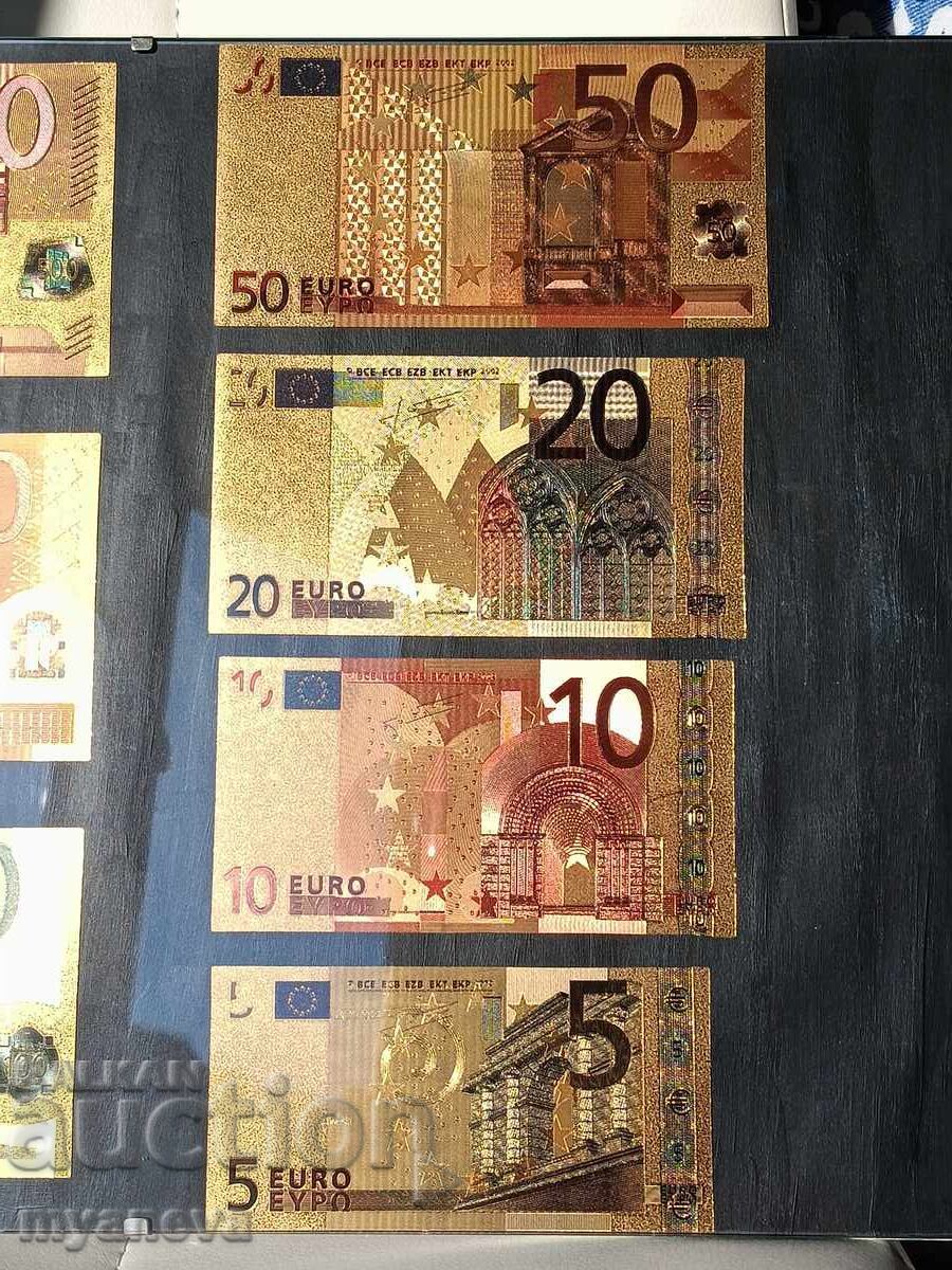 Licitație Euro bancnote, aurii, plăci față-verso
