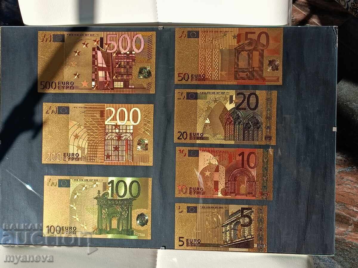 Ευρώ τραπεζογραμμάτια, χρυσά, αμφίπλευρα πλακέτες Ευρώ τραπεζογραμμάτια, χρυσά, αμφίπλευρα πλακέτες