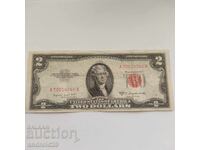 2 Долара 1953В  САЩ, Червен печат / Банкнота