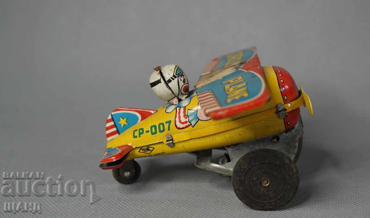 Доставка на Стара Японска метална механична играчка цирков самолет