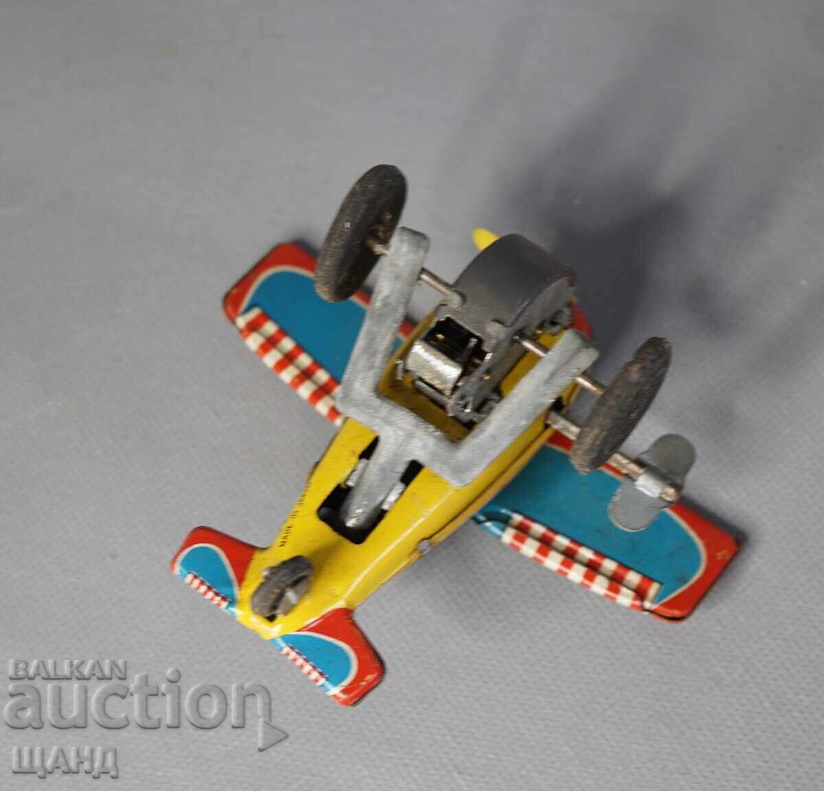 Стара Японска метална механична играчка цирков самолет - 6