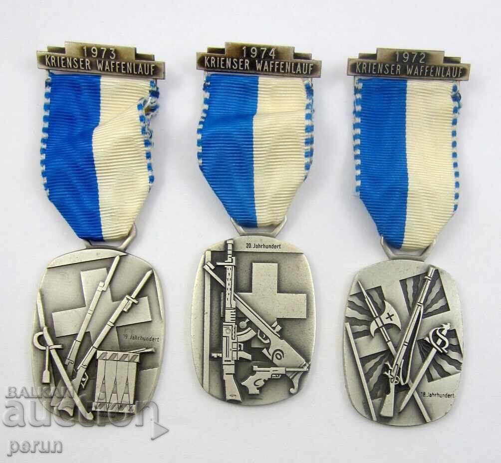 Elveția - Medalii militare - Lot 3 bucăți - 1972-1973-1974 Elveția - Medalii militare - Lot 3 bucăți - 1972-1973-1974