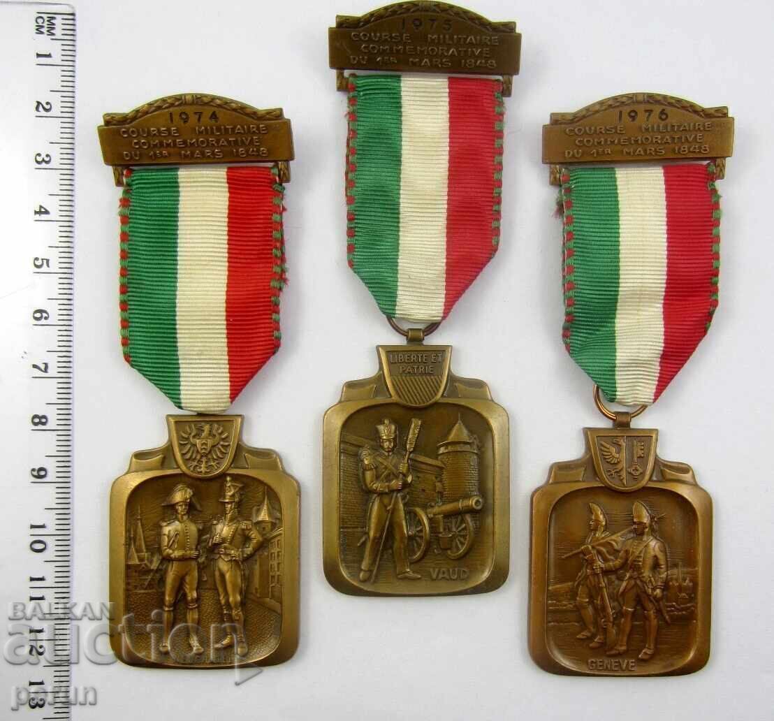 Licitație Elveția - Medalii comemorative militare - Lot 3 bucăți - 1974