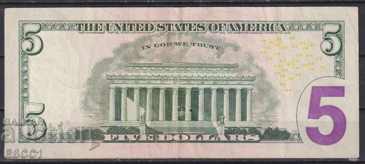 Bancnotă 5 dolari 2013 din SUA cu preț € 7.16 | 14.00 BGN Bancnotă 5 dolari 2013 din SUA cu preț € 7.16 | 14.00 BGN