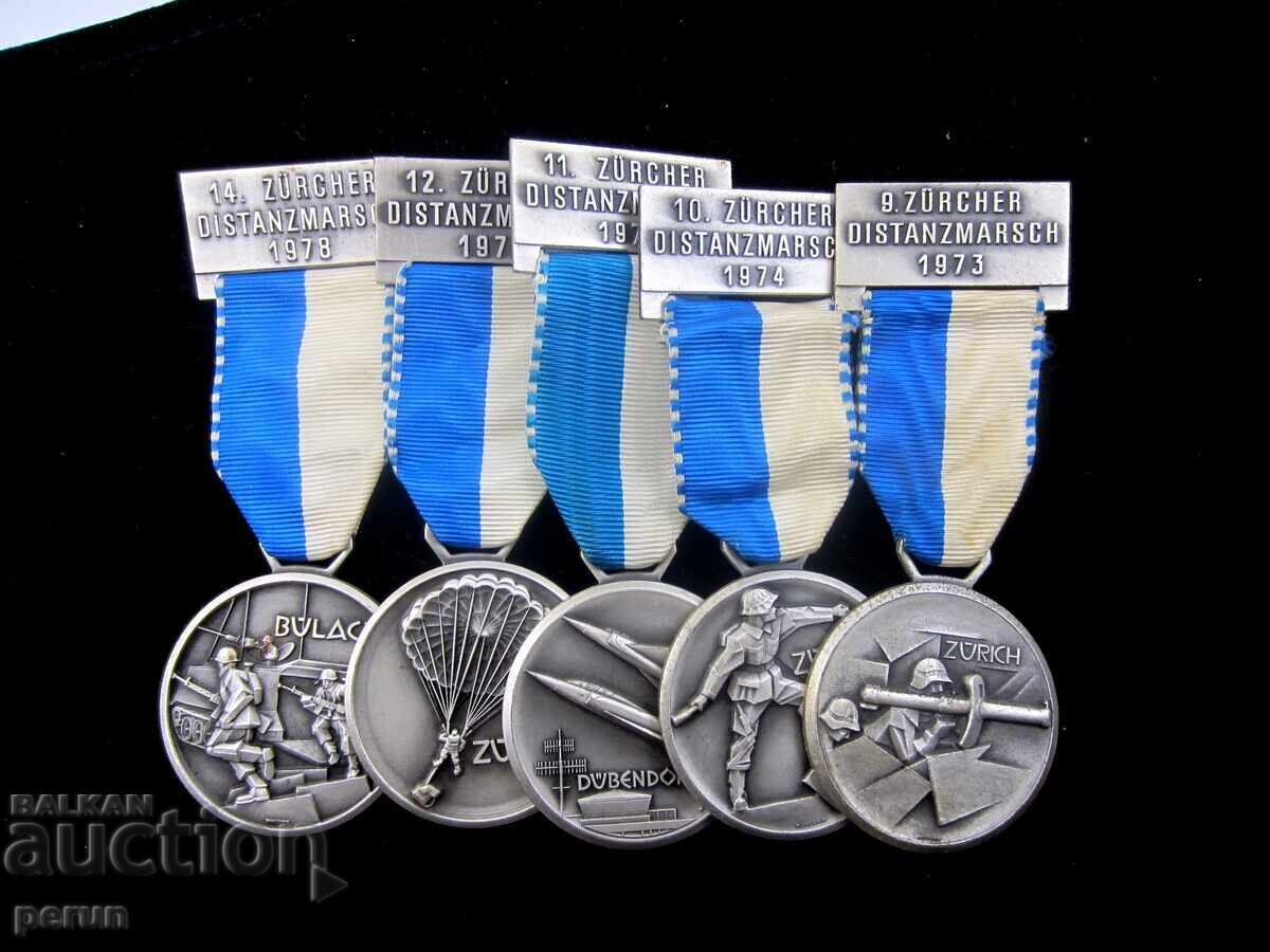 Доставка на Военни походи-Лот 5бр Швейцарски медали-Военни медали